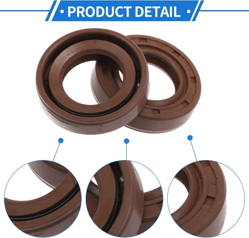 VekAuto Universal Oil Seal TC Double Lip W Steel Spring Seal Ring Rotary Shaft Seal 18x30x7mm High Pressure FKM Rubber Brown 2 Pcs - Image 5